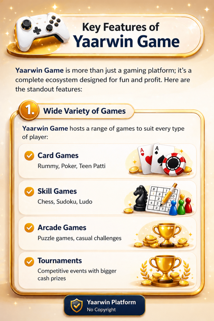 Yaarwin Game key features and gaming platform overview